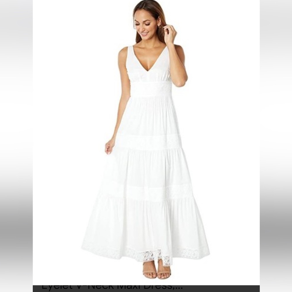 Michael Kors White Sleeveless V-Neck Maxi Dress
